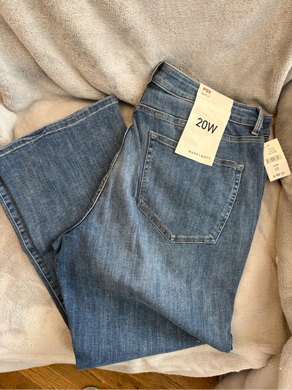 Warp + Weft Mid Wash High-Rise Wide Leg Jeans - Blue